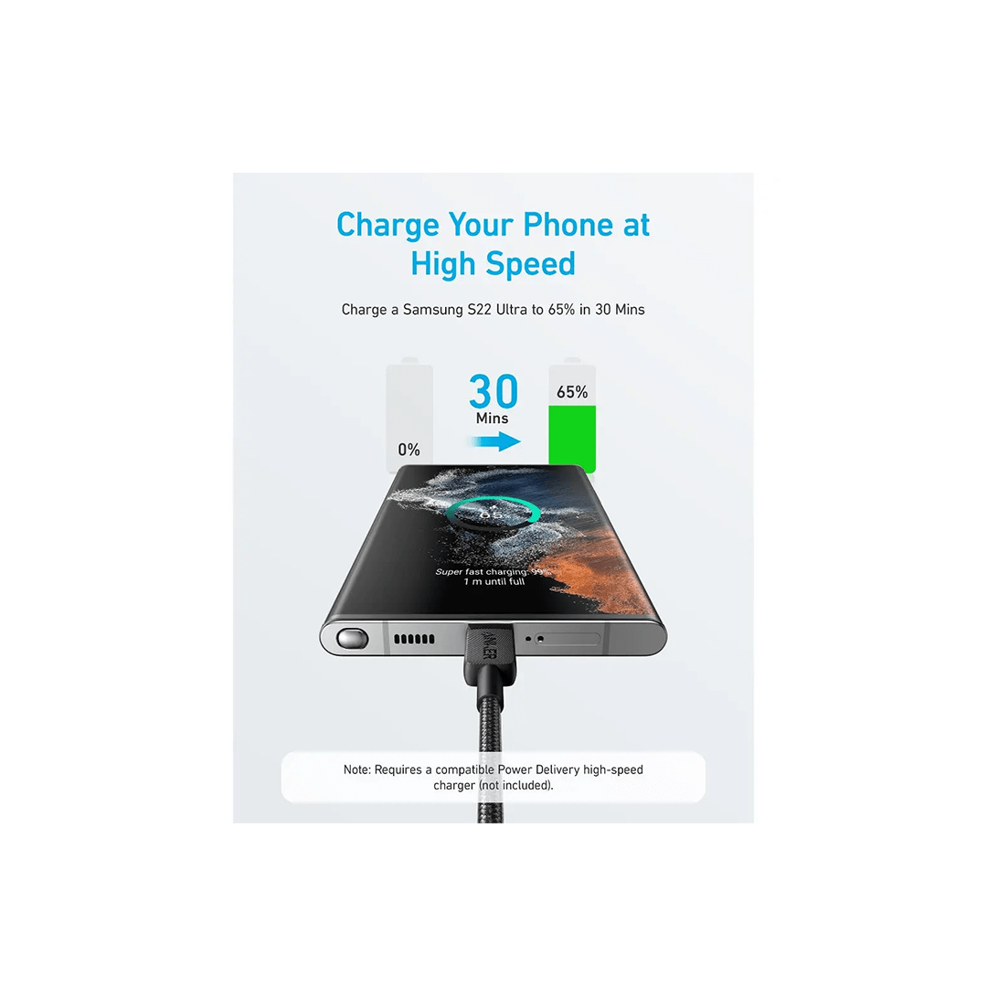 Anker 322 USB-C to USB-C Braided Cable 60W 6ft - Black in Qatar Anker 322 USB-C to USB-C Braided Cable 60W 6ft - Black in Qatar